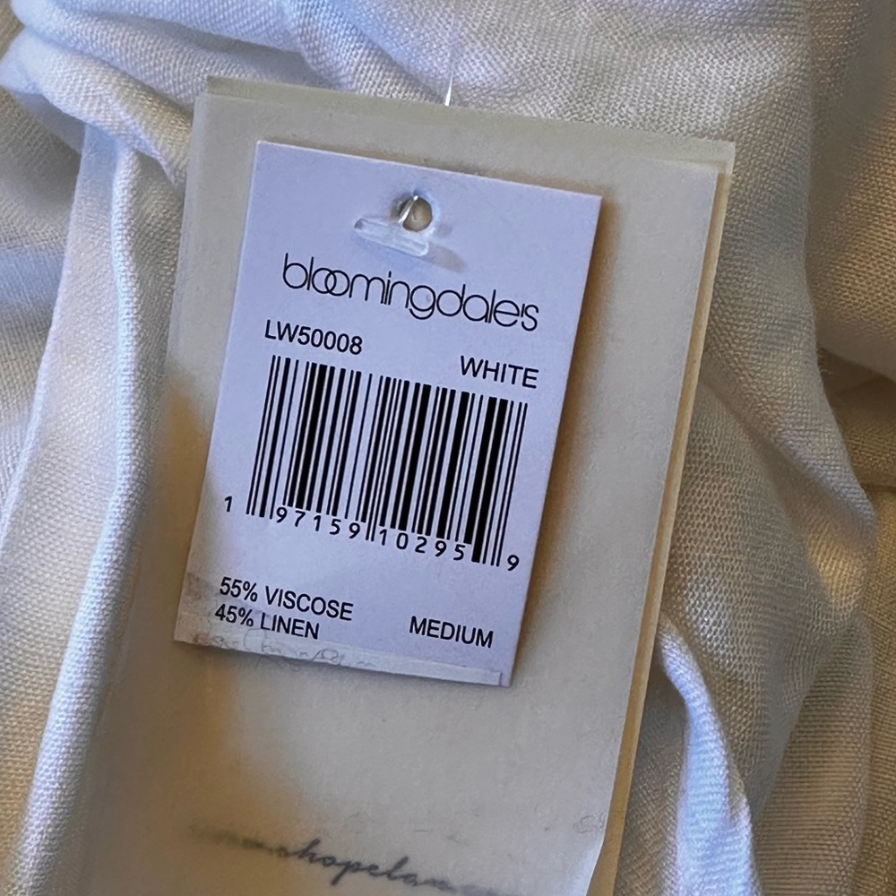 Elan NWT Size Medium White linen Halter Pleated Halter Maxi Dress - Picture 12 of 16